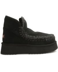 Mou - Schwarze plateau häkelstiefel - Lyst