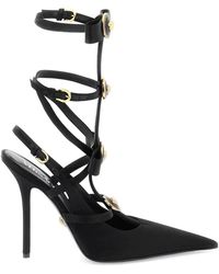 Versace - Zapatos de tacón de seda con lazos - Lyst