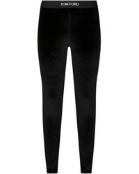 Tom Ford - Zwarte Fluwelen Leggings Met Glans - Lyst