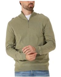 SELECTED - Truien & Vesten ,Groen ,Katoen Slhberg Half Zip Cardigan Noos - Lyst