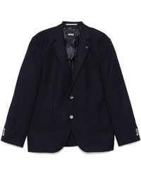 HUGO - Jassen ,Blauw ,Blauw Button-Up Jasje Met Zakken - Lyst