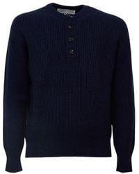 Amaranto - Truien & Vesten ,Blauw ,Ronde Hals Gebreid - Lyst