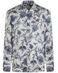 Etro - Overhemden ,Blauw ,Shirt Met Bloemenprint - Lyst