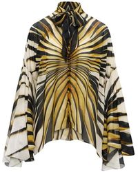 Roberto Cavalli - Overhemden ,Veelkleurig ,Gouden Print Zijden Blouse - Lyst