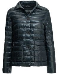 Herno - Jassen ,Blauw ,Nylon Ultralicht Kort Donsjack Van Nylon - Lyst