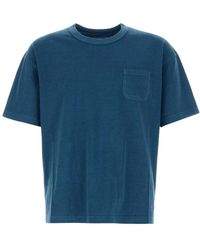 Visvim - Tops ,Blauw ,Katoen Patch-Detail Pocket T-Shirt - Lyst