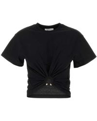 Rabanne - Klassiek Zwart Katoenen T-Shirt - Lyst