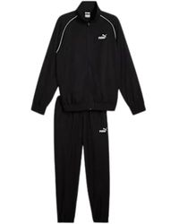 PUMA - Fitness ,Zwart ,Zwarte Jumpsuit Met Geweven Piping - Lyst