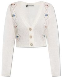 Alessandra Rich - Truien & Vesten ,Wit ,Wol Vest Met Bloemenmotief - Lyst