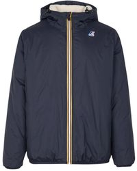 K-Way - Jassen ,Blauw ,Leer Claude Short Jacket - Lyst