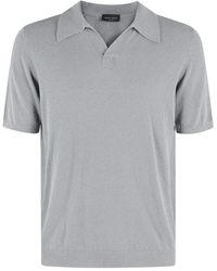 Roberto Collina - Graues Polo-Shirt Kurzarm Baumwolle - Lyst