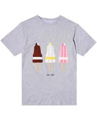 LC23 - Tops ,Grijs ,Katoen Abstract Ijsje Geborduurd T-Shirt - Lyst