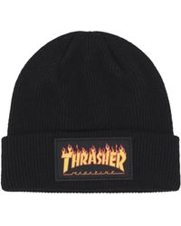 Thrasher - Flame patch beanie schwarz streetwear - Lyst