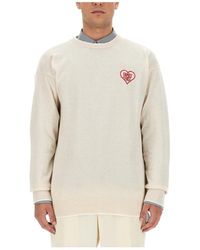 FAMILY FIRST - Truien & Vesten ,Wit ,Wol Luxe Logo Gebreide Kleding - Lyst