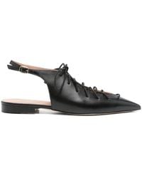 Malone Souliers - Schwarze Slingback Schnürschuhe Mit Spitzer Spitze - Lyst