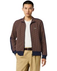 Lacoste - Fitness ,Veelkleurig ,Leer Monogram Jacquard Zip Jacket - Lyst