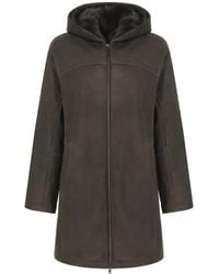 VESPUCCI by VSP - Brauner Anthrazit-Shearling-Mantel - Lyst