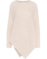 Cream - Jassen ,Roze ,Polyester Gebreide Poncho Met O-Hals Ontwerp - Lyst