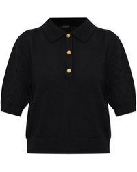Balmain - Truien & Vesten ,Zwart ,Wol Gebreide Polo Met 3 Knopen - Lyst