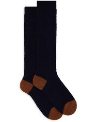Gallo - Lange einfarbige blaue bouclé-socken - Lyst