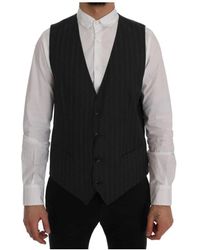 Dolce & Gabbana - Graue Nadelstreifen Wollweste Stilvoll - Lyst