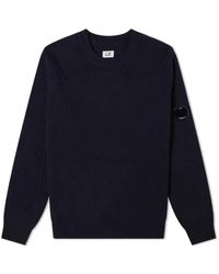 C.P. Company - Cp Company Arm Lens Lambswool Crew Knit Total Eclipse - Lyst