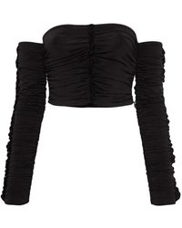 ROTATE BIRGER CHRISTENSEN - Magliette nera a maniche lunghe con cerniera logo - Lyst