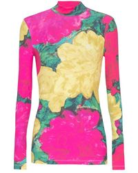 Balmain - Bedrucktes Oberteil Mit Hohem Kragen - Lyst