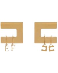 Elisabetta Franchi - Goldenes Logo Anhänger Ohrringe Clip Verschluss - Lyst