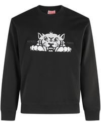 KENZO - Hoodies & Sweatvesten ,Zwart ,Katoen Blije Tijger Geborduurde Sweater - Lyst