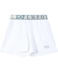 EA7 - Korte Broeken ,Wit ,Katoen Sweat Shorts - Lyst