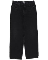 AMISH - Zwarte Denim Hoge Taille Wijde Pijp Jeans - Lyst