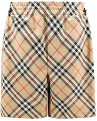 Burberry - Karierte nylon-bermuda-shorts mit stickerei - Lyst