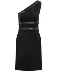 DSquared² - Kleedjes ,Zwart ,Polyester Mini-Jurk Met Ritssluiting - Lyst