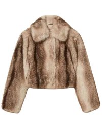 Twinset - Jassen ,Bruin ,Gevlokte Gradiënt Faux Fur Jas - Lyst