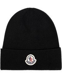 Moncler - Accessoires ,Zwart ,Wol Wool Beanie - Lyst
