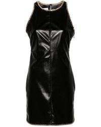 Nanushka - Vestido negro de cuero sintético con flecos - Lyst