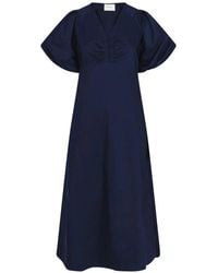 Neo Noir - Elegante Poplin Jurk Met Gedrapeerde Details - Lyst