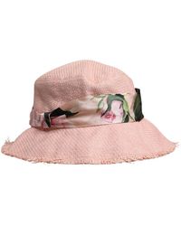 Dolce & Gabbana - Rosa Wide Brim Bucket Hat Mit Logo - Lyst