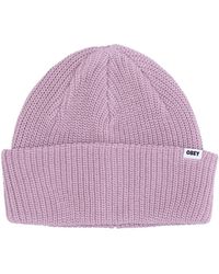 Obey - Accessoires ,Roze ,Katoen Lila Krijt Beanie Hoed - Lyst