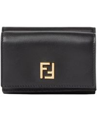 Fendi - Accessoires ,Zwart ,Leer Mini Trifold Ff - Lyst