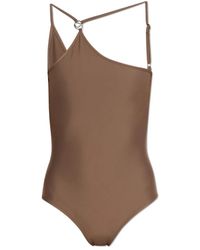 Coperni - Badmode ,Bruin ,Tweed One Shoulder Swimsuit - Lyst
