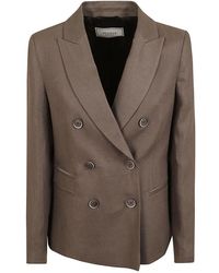 Peserico - Jassen ,Bruin ,Leer Double-Breasted Blazer - Lyst