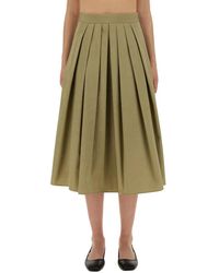 Aspesi - Rokken ,Groen ,Katoen Pleated Poplin Skirt - Lyst