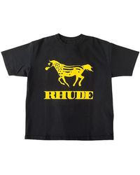 Rhude - Tops ,Zwart ,Katoen Racing Crest T-Shirt - Lyst
