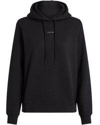 Calvin Klein - Hoodies & Sweatvesten ,Zwart ,Katoen Zwarte Hoodie Trui Katoen - Lyst