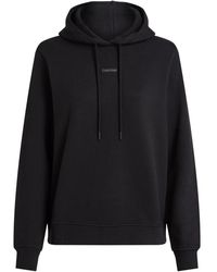 Calvin Klein - Hoodies & Sweatvesten ,Zwart ,Katoen Zwarte Hoodie Trui Katoen - Lyst