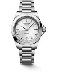 Longines - Conquest silbernes sonnenstrahl-zifferblatt stahl uhr - Lyst