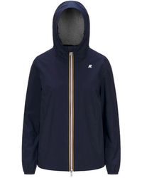 K-Way - Jassen ,Blauw ,Polyester Blauwe Korte Jas Polyester - Lyst