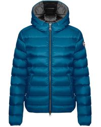 Colmar - Jassen ,Blauw ,Korte Gewatteerde Jas Met Vaste Capuchon - Lyst